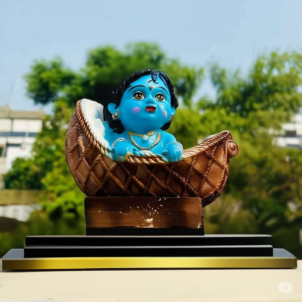 Exquisite Cultured Stone Baby Ram Lalla Idol from Shri Ram Size 4 inches